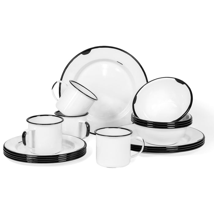 Red Co. 16-Piece Enamelware Metal Dinnerware Set for 4