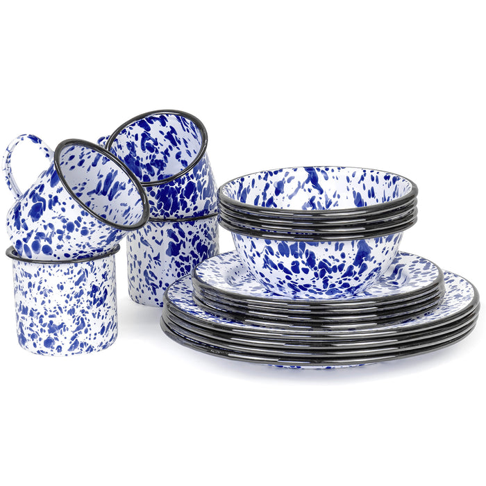 Red Co. 16-Piece Enamelware Metal Dinnerware Set for 4