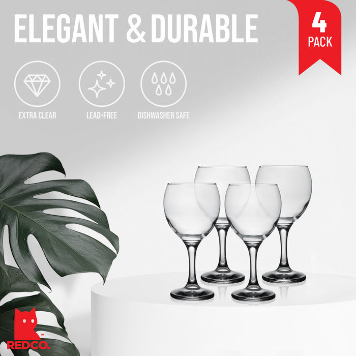 Classic Crystal Clear Stemmed White Wine Glass, 8 Ounce - Set of 4