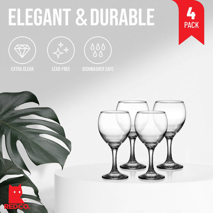 Red Co. Multipurpose Classic Stemmed Clear Wine Glasses, 12.25 fl oz — Set of 4