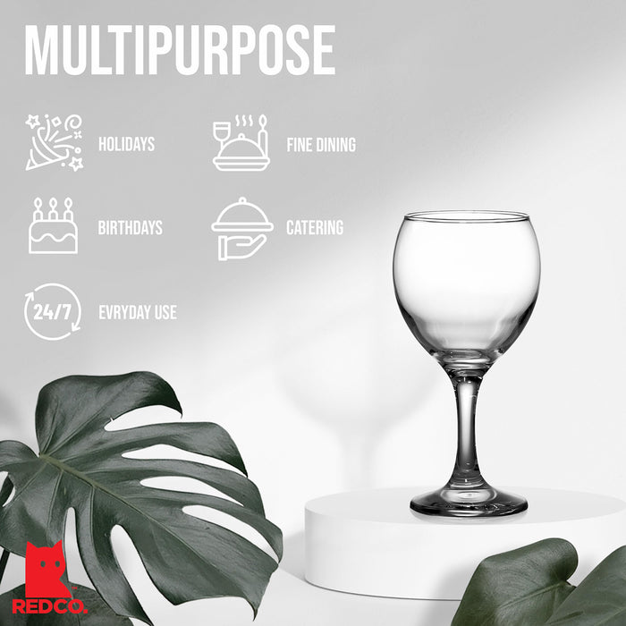 Red Co. Multipurpose Classic Stemmed Clear Wine Glasses, 12.25 fl oz — Set of 4