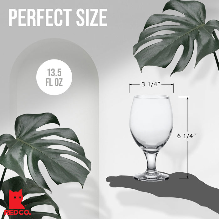 Red Co. Belluno Classic Clear Glasses for Water, Juice, Liquor - Wine Goblets - Set of 4 (13.5 Ounces)