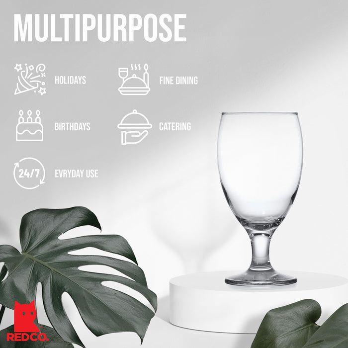 Red Co. Set of 4 Clear 20 Oz Short Stem All Purpose Glass Drinking Goblets