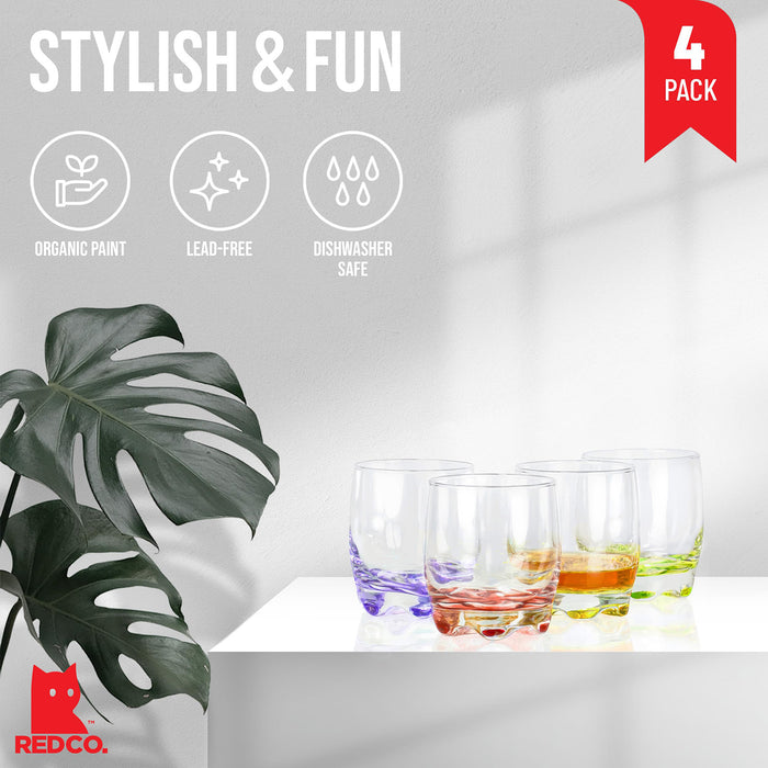 Red Co. Vibrant Splash Water/Beverage Glasses, 9.75 Ounce