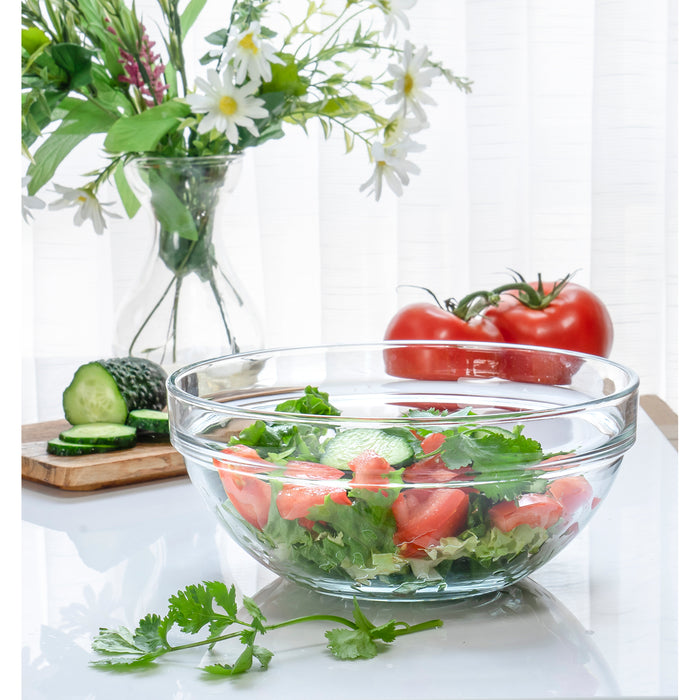 Red Co. Fully Tempered Clear Glass Mixing Bowl with Safety Rim