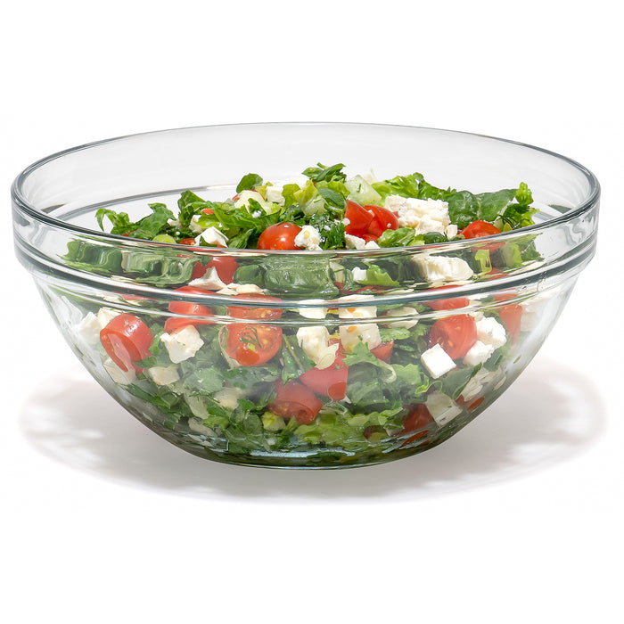 Red Co. Fully Tempered Clear Glass Mixing Bowl with Safety Rim