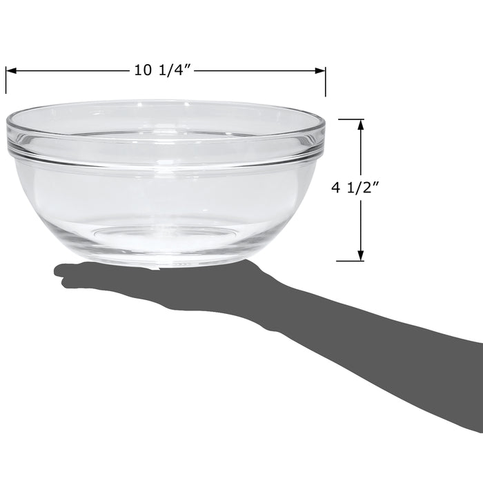 Red Co. Fully Tempered Clear Glass Mixing Bowl with Safety Rim