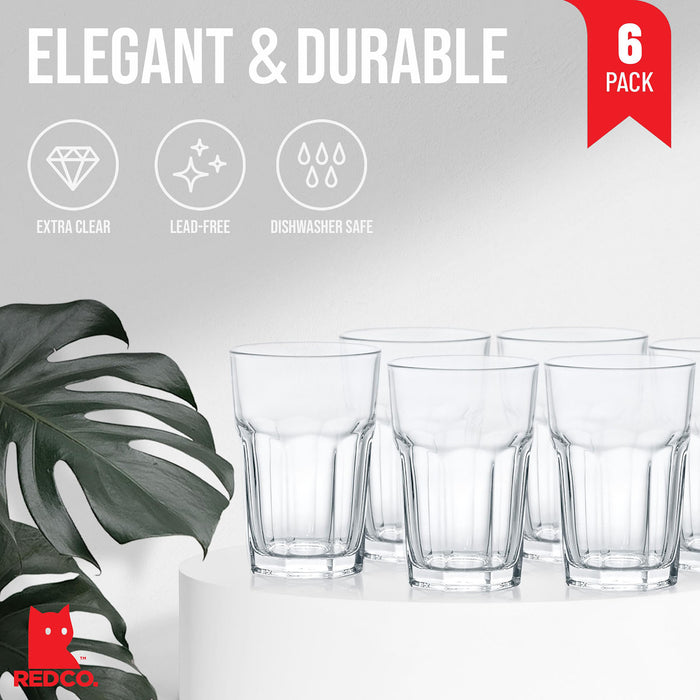 Red Co. Classic Design Tumbler Drinking Glass Beverage Glasses, Set of 6