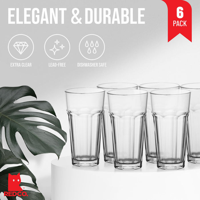 Red Co. Classic Design Tumbler Drinking Glass Beverage Glasses, Set of 6