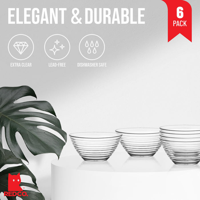 Red Co. Clear Glass Ribbed Mixing & Serving Bowl