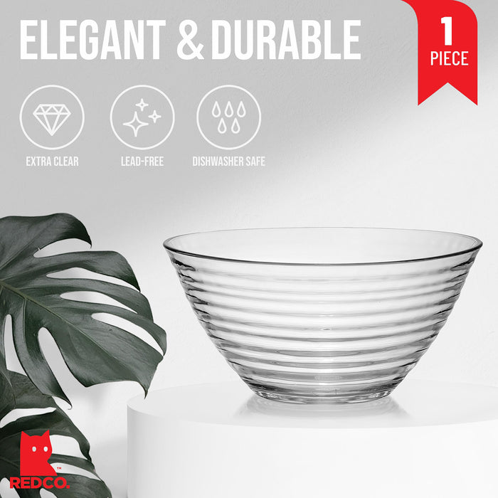 Red Co. Clear Glass Ribbed Mixing & Serving Bowl