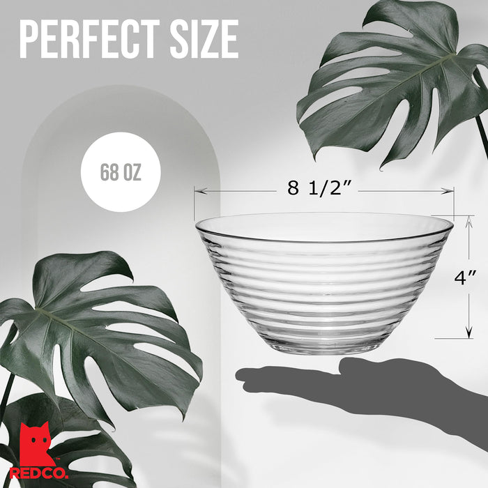 Red Co. Clear Glass Ribbed Mixing & Serving Bowl