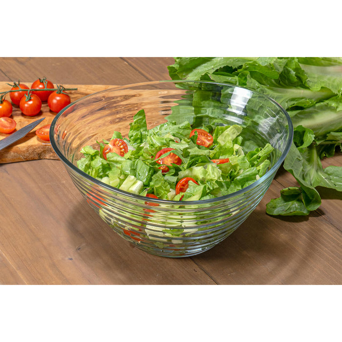 Red Co. Clear Glass Ribbed Mixing & Serving Bowl