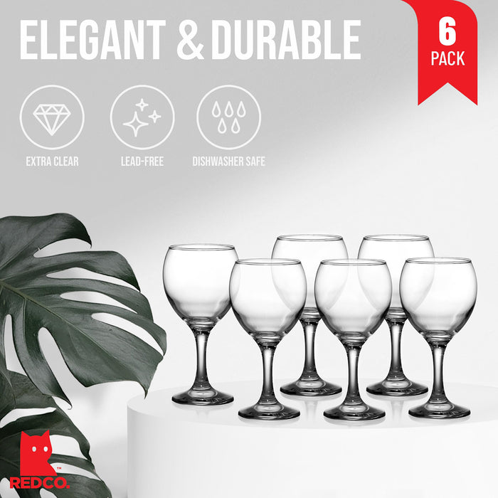 Red Co. Multipurpose Classic Stemmed Clear Wine Glasses, 12.25 fl oz — Set of 6