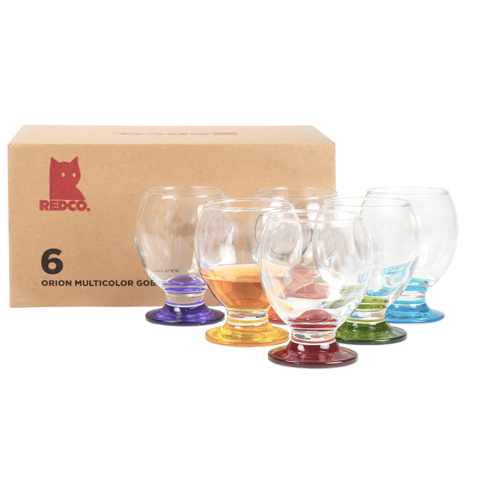 Red Co. Orion Multicolor Footed Goblets, Set of 6