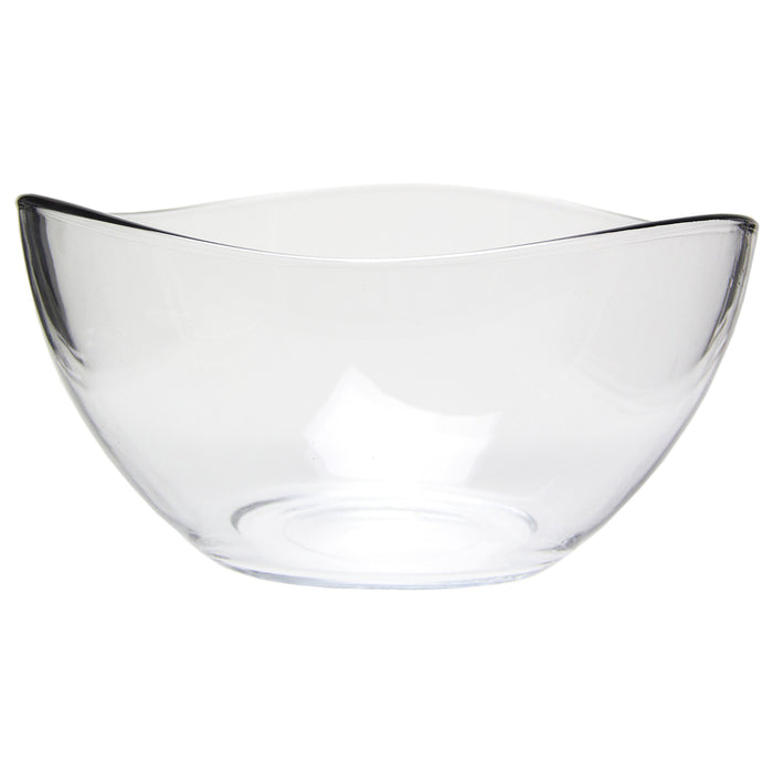 Medium Clear Glass Wavy Serving Mixing Bowl, 4"H, 63.5 oz