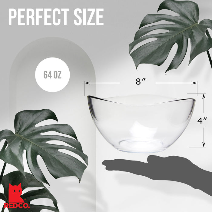 Medium Clear Glass Wavy Serving Mixing Bowl, 4"H, 63.5 oz