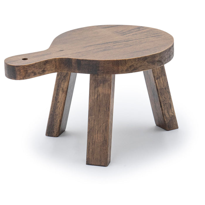 Red Co. 6 inch Tall Mini Round Boho Chic Tabletop Wooden Stool Display Stand, Casual Country Potted Plant Holder, Brown
