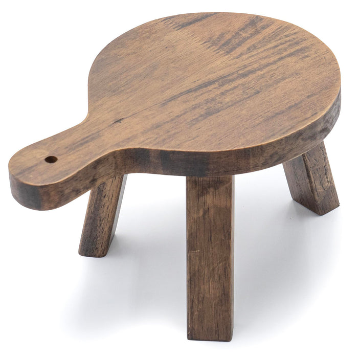 Red Co. 6 inch Tall Mini Round Boho Chic Tabletop Wooden Stool Display Stand, Casual Country Potted Plant Holder, Brown