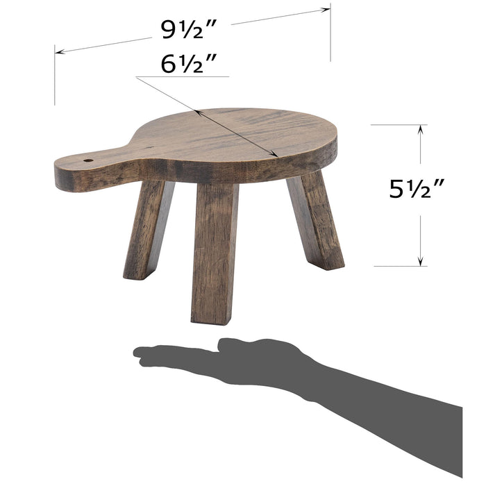 Red Co. 6 inch Tall Mini Round Boho Chic Tabletop Wooden Stool Display Stand, Casual Country Potted Plant Holder, Brown