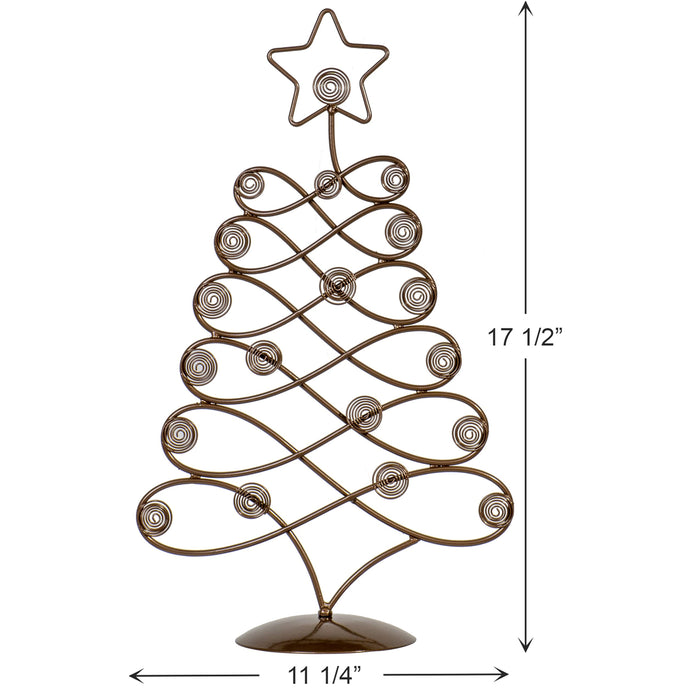 Red Co. 17.5" H Decorative Tabletop Display Christmas Tree Card & Photo Holder Rack in Bronze Finish