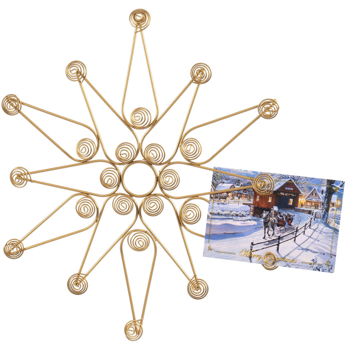 Red Co. 17” Decorative Metal Christmas Star Wall Display Card & Photo Holder Rack