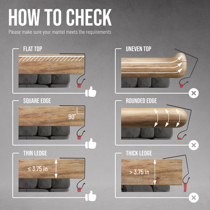 Red Co. 6” Long Decorative Metal Christmas Stocking Holders, Set of 4 in Black Finish, Each Holds Up to 10 Pounds