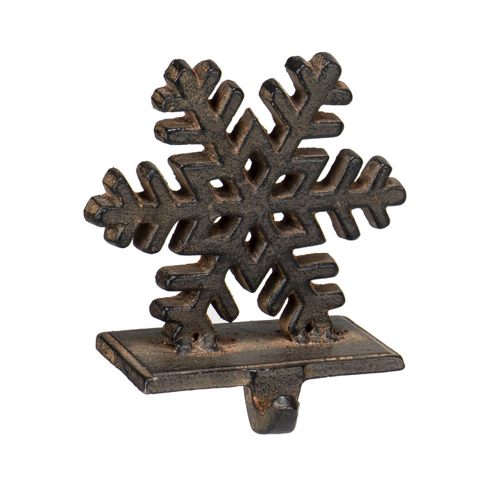 Red Co. 5" Decorative Cast Iron Stocking Holder with Hook in Distressed Finish – Snowflake