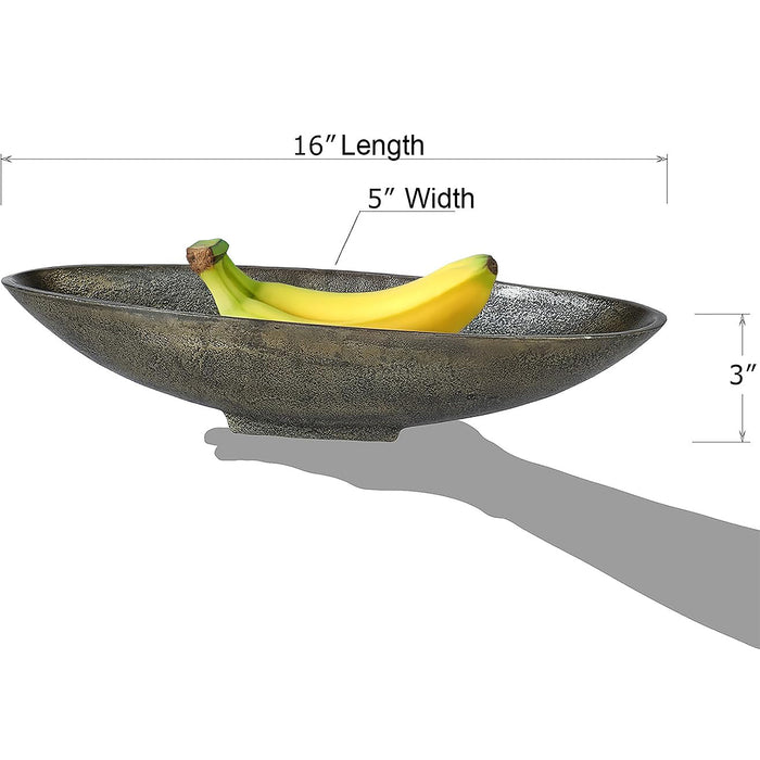 Red Co. 16” Long Oval Decorative Aluminum Metal Pedestal Centerpiece Bowl in Silver Finish