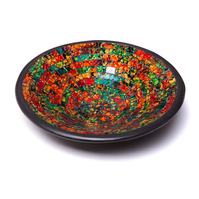 Red Co. Glass Mosaic Ceramic Catch-All Tray, Decorative Accent and Centerpiece Bowl - Round