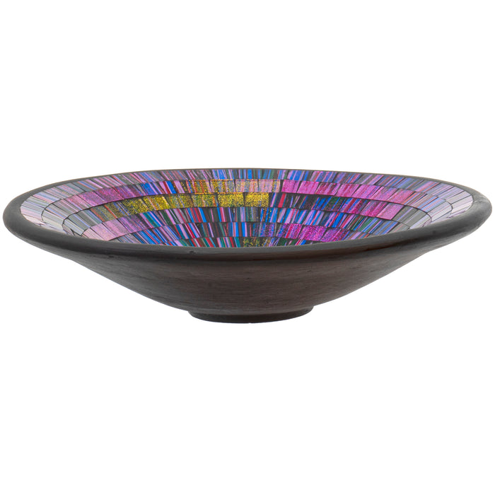 Red Co. Glass Mosaic Ceramic Catch-All Tray, Decorative Accent and Centerpiece Bowl - Round