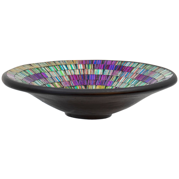 Red Co. Glass Mosaic Ceramic Catch-All Tray, Decorative Accent and Centerpiece Bowl - Round