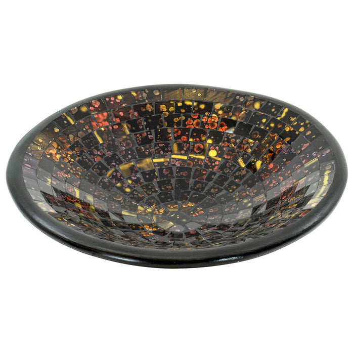 Red Co. Glass Mosaic Ceramic Catch-All Tray, Decorative Accent and Centerpiece Bowl - Round