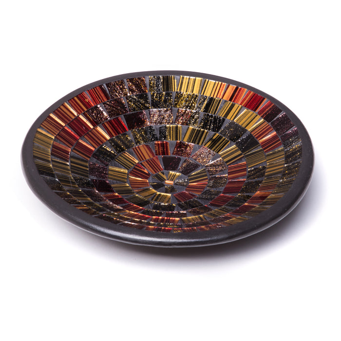 Red Co. Glass Mosaic Ceramic Catch-All Tray, Decorative Accent and Centerpiece Bowl - Round