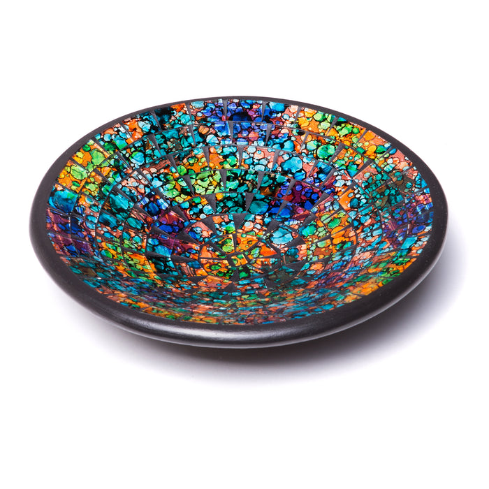 Red Co. Glass Mosaic Ceramic Catch-All Tray, Decorative Accent and Centerpiece Bowl - Round