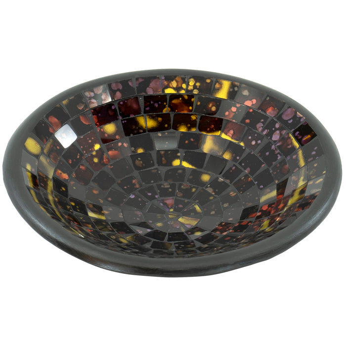 Red Co. Glass Mosaic Ceramic Catch-All Tray, Decorative Accent and Centerpiece Bowl - Round