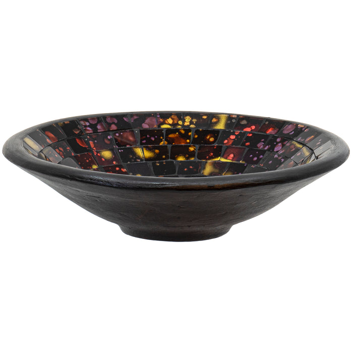 Red Co. Glass Mosaic Ceramic Catch-All Tray, Decorative Accent and Centerpiece Bowl - Round