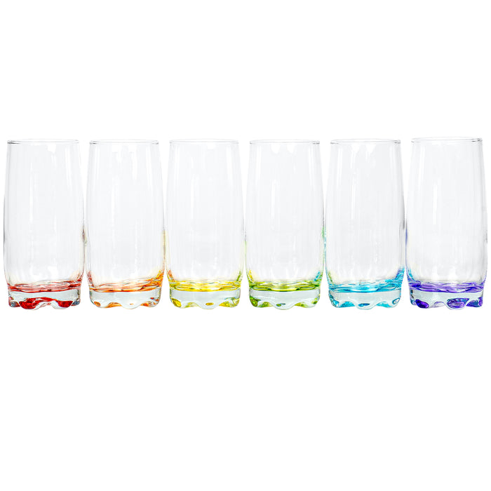 Red Co. Vibrant Splash Water, Beverage Highball Glasses, 13.25 Ounce - Set of 6