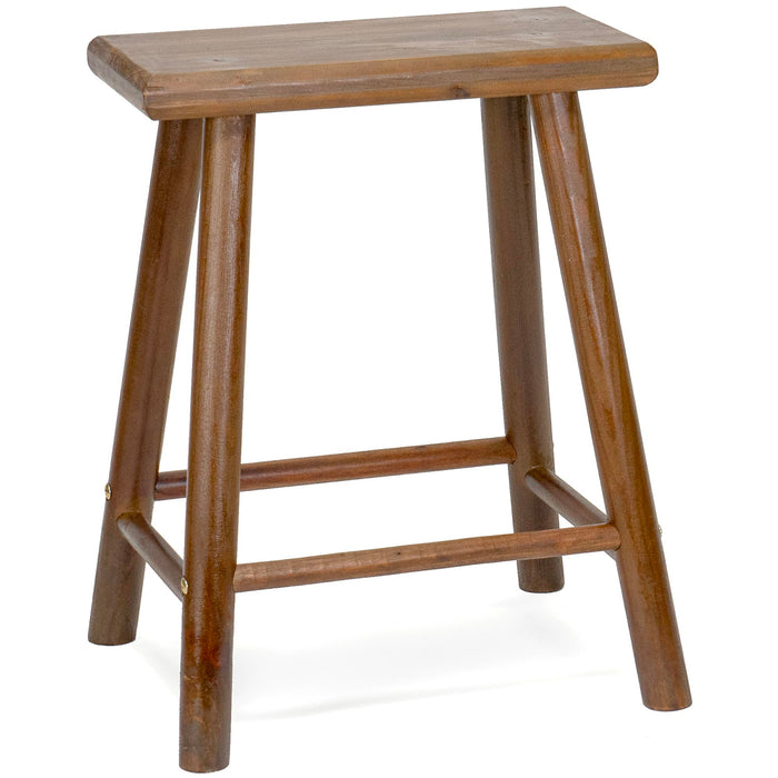 Red Co. 17” Tall Decorative Rectangular Top Rubberwood Stool Display Plant Stand Table, Brown