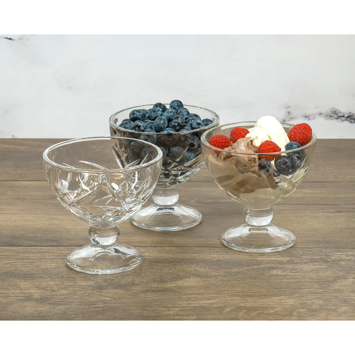 Red Co. Classic Footed Dessert Cups, Premium Crystal Clear Glass Ice Cream Bowls - Perfect for Parfait Fruit Salad or Pudding, Set of 6, 9 Oz