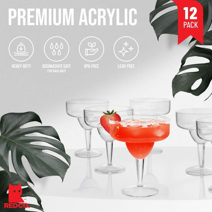 Red Co. Set of 12 Heavy Duty Classic Clear Acrylic 15 Fl Oz Outdoor Margarita Glasses