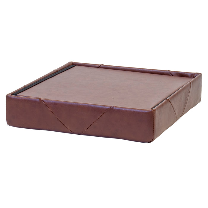 Red Co. Faux Leather Folding Cube Storage Ottoman with Padded Seat, 15" x 15" - Chocolate Brown