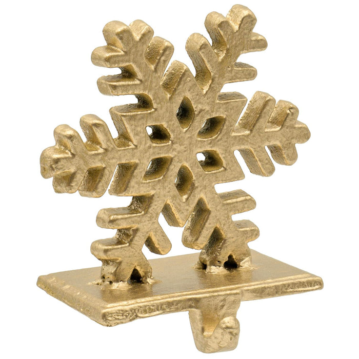 Red Co. 5" Decorative Cast Iron Stocking Holder with Hook in Old Gold Finish – Snowflake