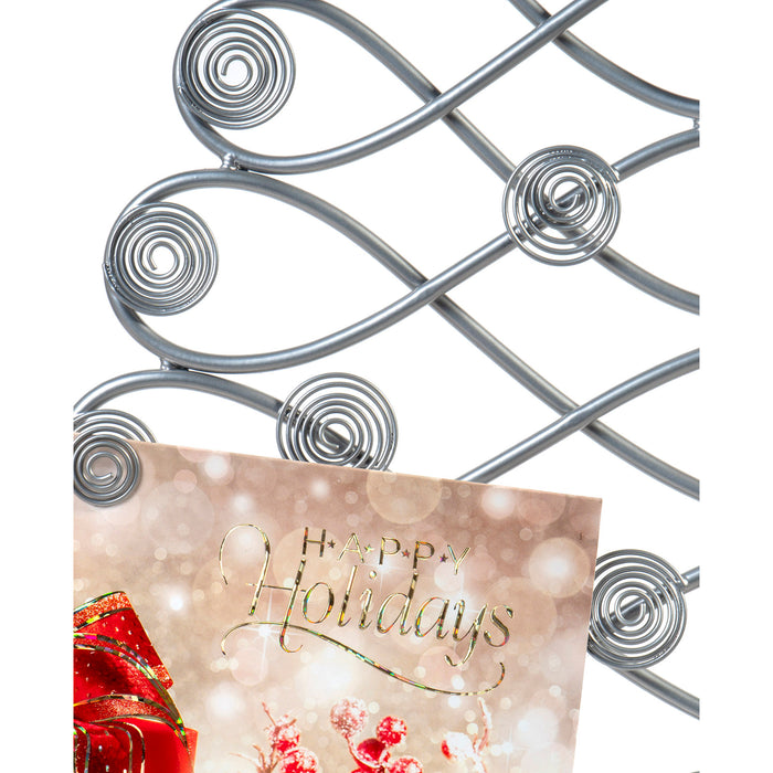 Red Co. 17.5" H Decorative Tabletop Display Christmas Tree Card & Photo Holder Rack in Silver Finish