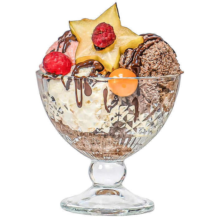 Red Co. Classic Footed Dessert Cups, Premium Crystal Clear Glass Ice Cream Bowls - Perfect for Parfait Fruit Salad or Pudding, Set of 6, 9 OZ