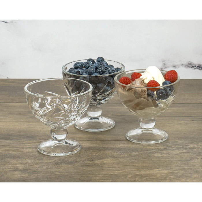 Red Co. Classic Footed Dessert Cups, Premium Crystal Clear Glass Ice Cream Bowls - Perfect for Parfait Fruit Salad or Pudding, Set of 6, 9 OZ