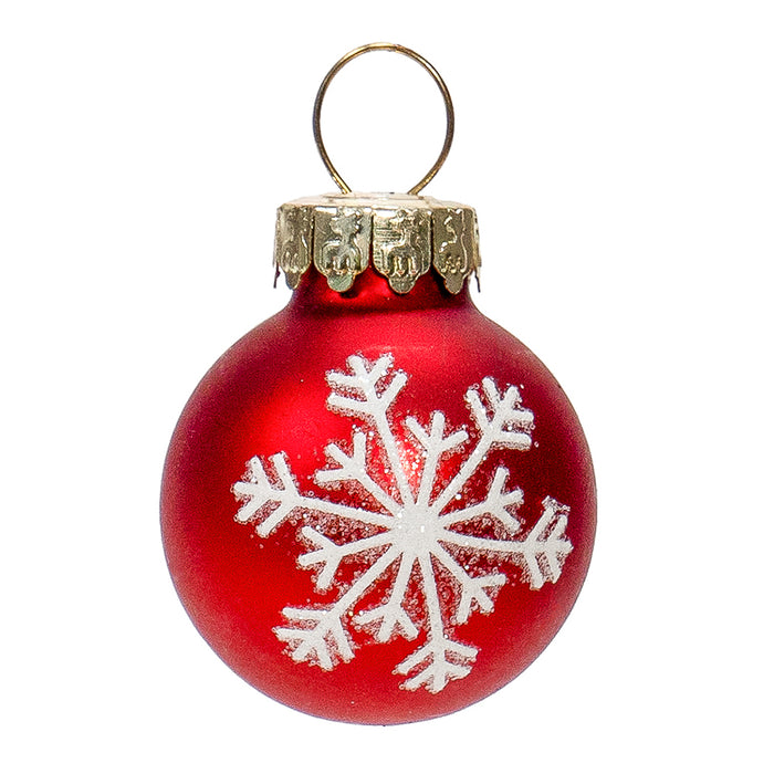 Red Co. Set of 25 Assorted Glittered Glass 1” Round Christmas Tree Mini Ball Ornaments, Red