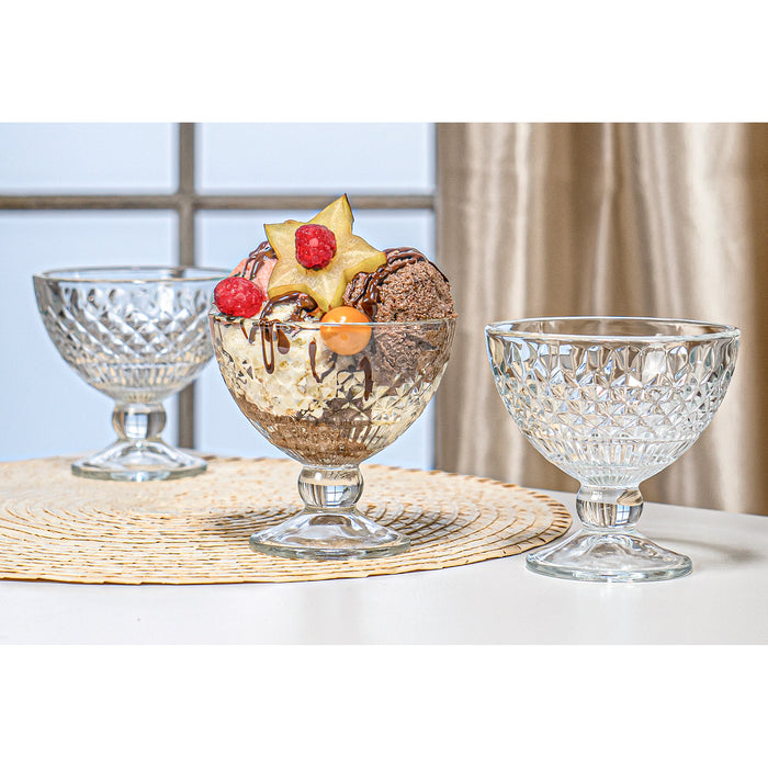 Red Co. Classic Footed Dessert Cups, Premium Crystal Clear Glass Ice Cream Bowls - Perfect for Parfait Fruit Salad or Pudding, Set of 6, 9 Oz