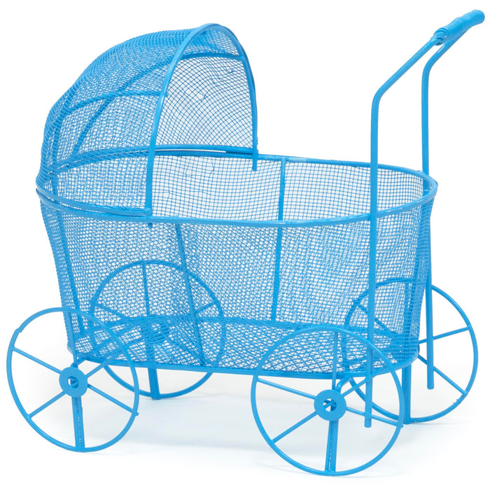 Red Co. Adorable Baby Shower Centerpiece, Decorative Stroller Carriage Basket, Blue, 8-inch