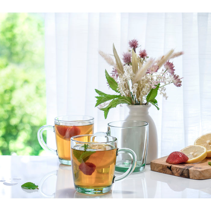 Red Co. European Glass Mugs (Set of 6), 10.15 oz